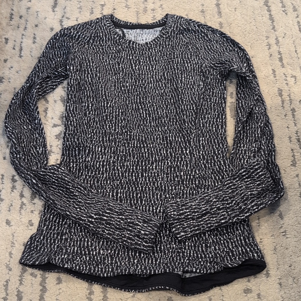 Lululemon Runderful Long Sleeve Knotted Jacquard Black White - Picture 6 of 10